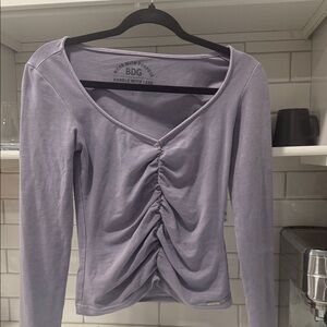 BDG Women's Lilac Ruched Long Sleeve Top